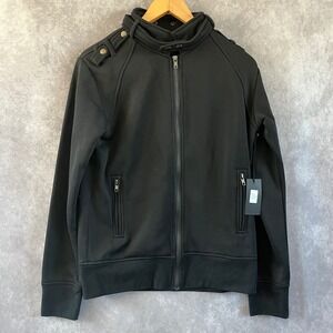 Carapace Moto Jacket Women Medium Black Cotton Full Zip Epaulette Biker NEW
